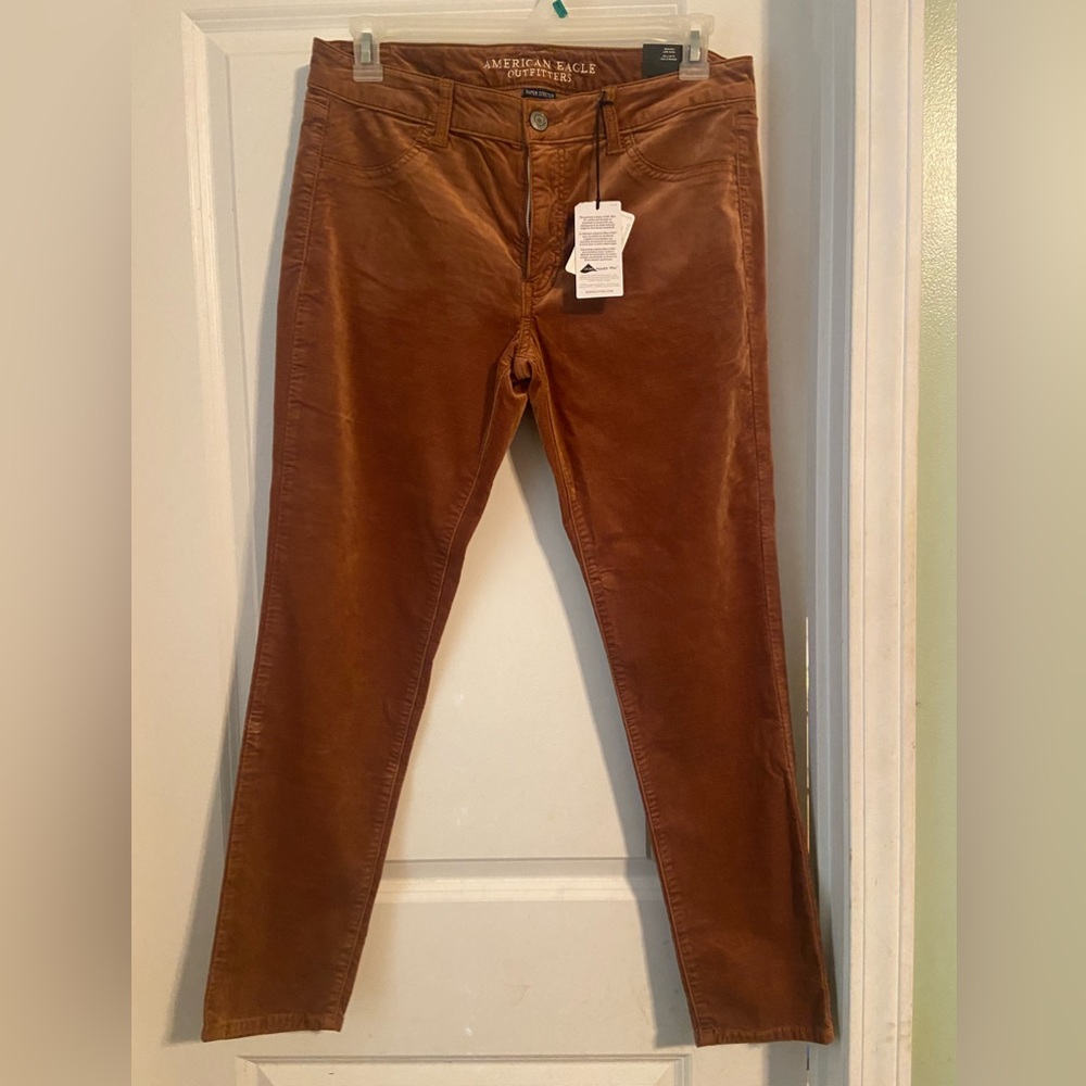 New with tags. American eagle velveteen stretch brown pants.